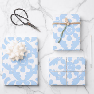  Blue Azulejos Portuguese Spanish Mediterranean Wrapping Paper Sheets