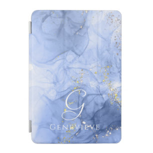 Blue Azure Watercolor Alcohol ink Customizable iPad Mini Cover