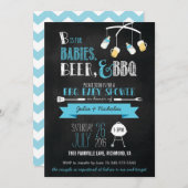 Blue Babies, Beer & BBQ Baby Shower Invitation (Front/Back)