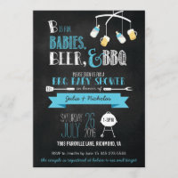 Blue Babies, Beer & BBQ Baby Shower Invitation