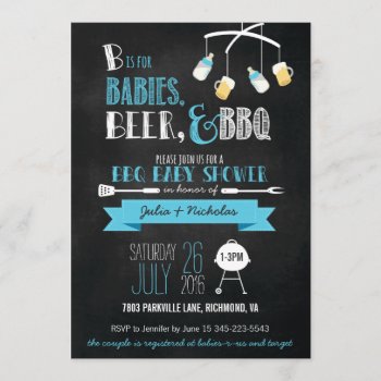 Blue Babies  Beer & Bbq Baby Shower Invitation by bydandeliondesign at Zazzle