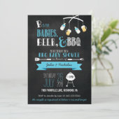 Blue Babies, Beer & BBQ Baby Shower Invitation (Standing Front)