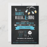 Blue Babies, Beer &amp; Bbq Baby Shower Invitation at Zazzle
