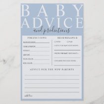 Blue Baby Advice & Predictions Baby Shower Game