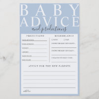 Blue Baby Advice & Predictions Baby Shower Game