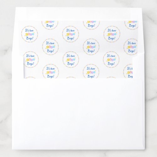 Blue Baby Announcement Baby Shower Its Two Boys Envelope Liner