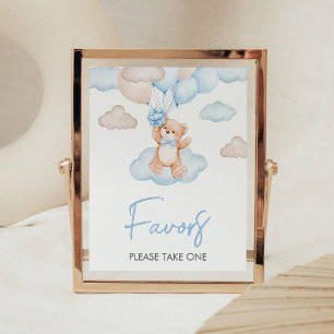 Blue Baby Bear Balloon Baby Shower Favors Poster