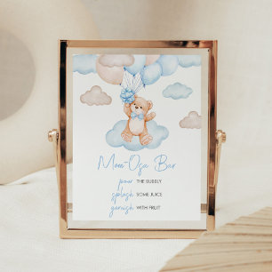 Blue Baby Bear Balloon Baby Shower Mom Osa Bar Poster