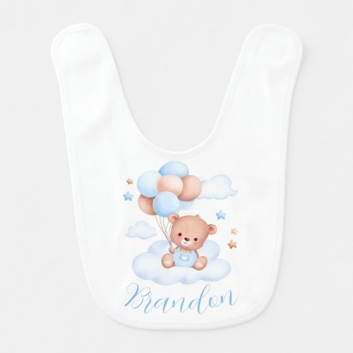 Blue Baby Bear Bib w name