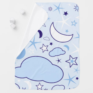 Blue Baby Blanket with clouds stars and moon