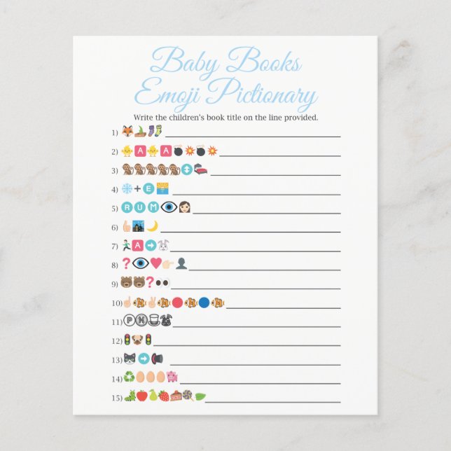 Blue Baby Books Emoji Pictionary Game (Front)