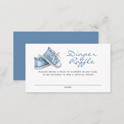 Blue Baby Booties Baby Shower Diaper Raffle Enclosure Card