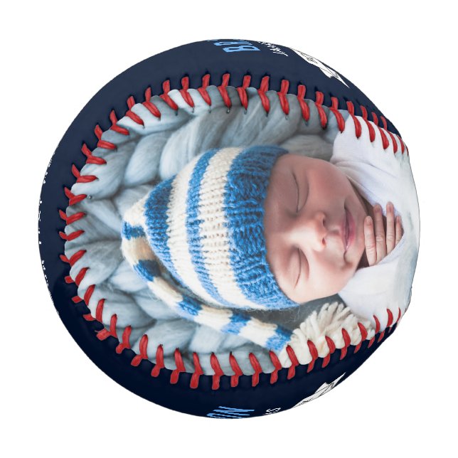 Blue Baby Boy Announcement Photo Baseball Zazzle