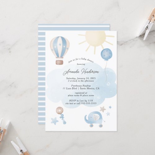 Blue Baby Boy Baby Shower Invitation