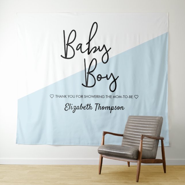 Blue Baby Boy Backdrop Welcome sign Baby Shower (In Situ (Horizontal))