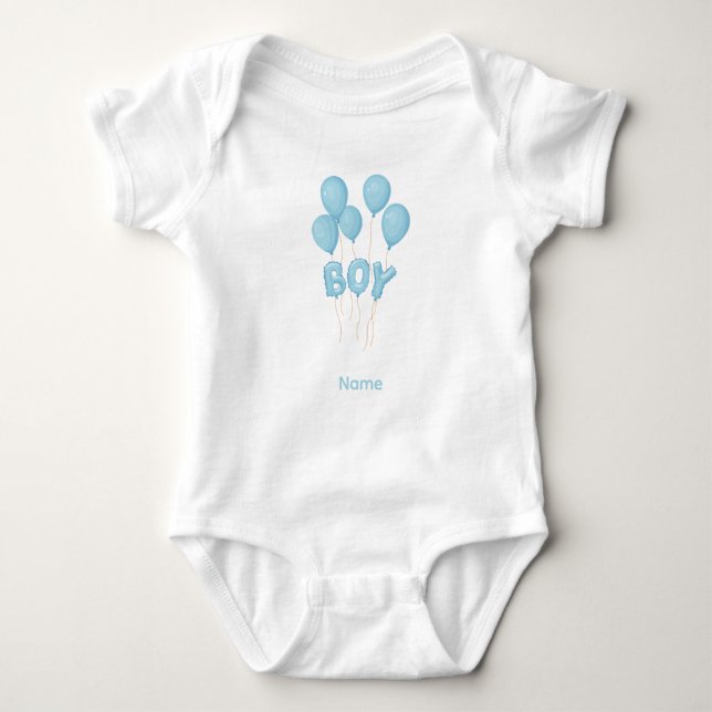 Blue Baby Boy Balloon Celebration  Bodysuit (Front)