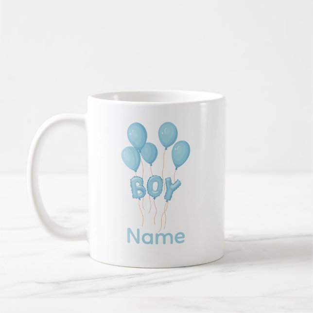 Blue Baby Boy Balloon Celebration  Coffee Mug (Left)