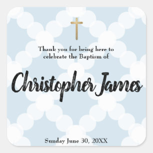Blue Baby Boy Baptism Christening Thank You Square Sticker