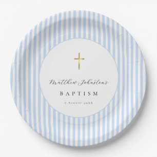 Blue Baby Boy Baptism Paper Plates
