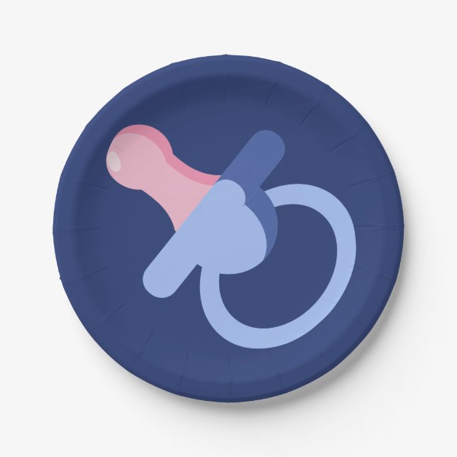 BLUE BABY BOY BINKY PAPER PLATES (Front)