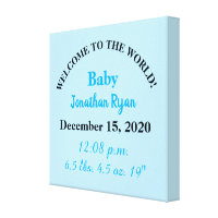 Blue Baby Boy Birth Stats Canvas Print