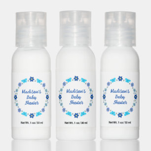 Blue Baby Boy Butterflies and Flowers Baby Shower Hand Lotion