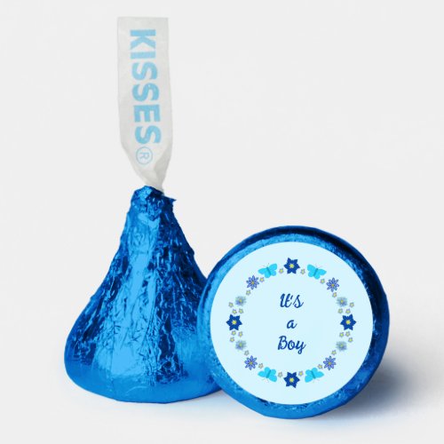 Blue Baby Boy Butterflies and Flowers Baby Shower Hersheys Kisses