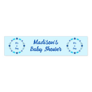Blue Baby Boy Butterflies and Flowers Baby Shower Napkin Bands