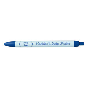Blue Baby Boy Butterflies and Flowers Baby Shower Pen