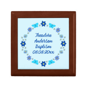 Blue Baby Boy Butterflies and Flowers Baptism Gift Box