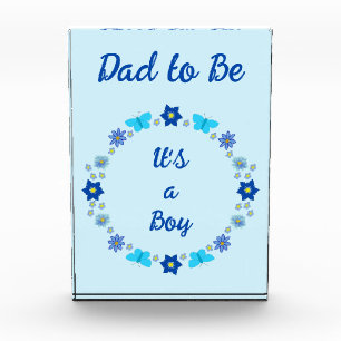 Blue Baby Boy Butterflies and Flowers Custom Acrylic Award