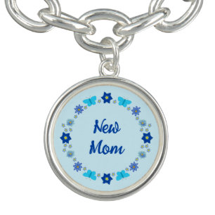 Blue Baby Boy Butterflies and Flowers Custom Bracelet