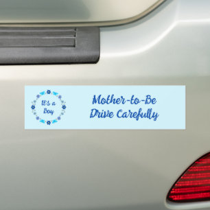 Blue Baby Boy Butterflies and Flowers Custom Bumper Sticker