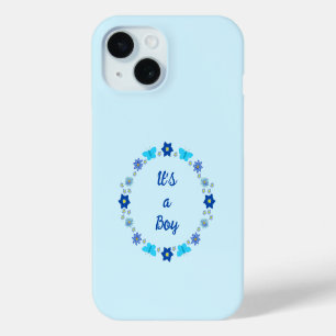 Blue Baby Boy Butterflies and Flowers Custom iPhone 15 Case