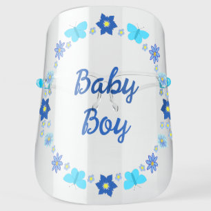 Blue Baby Boy Butterflies and Flowers Custom Face Shield