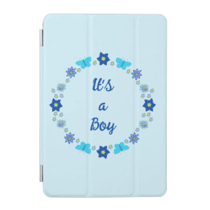 Blue Baby Boy Butterflies and Flowers Custom iPad Mini Cover