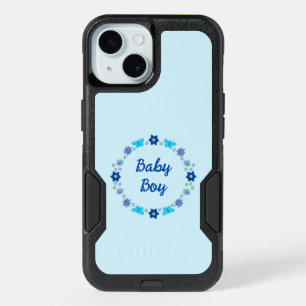 Blue Baby Boy Butterflies and Flowers Custom iPhone 15 Case