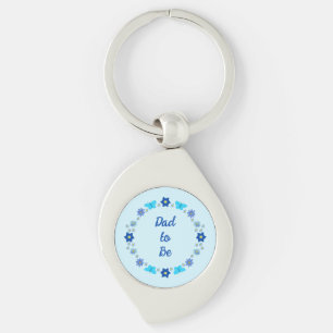 Blue Baby Boy Butterflies and Flowers Custom Keychain