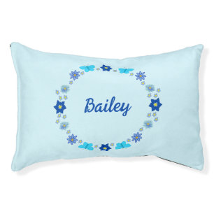 Blue Baby Boy Butterflies and Flowers Custom Name Pet Bed