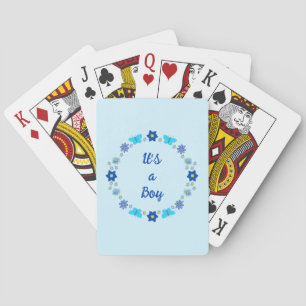 Blue Baby Boy Butterflies and Flowers Custom Poker Cards