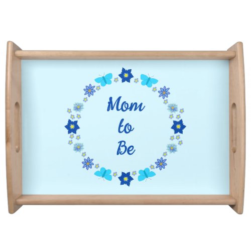 Blue Baby Boy Butterflies and Flowers Custom Serving Tray