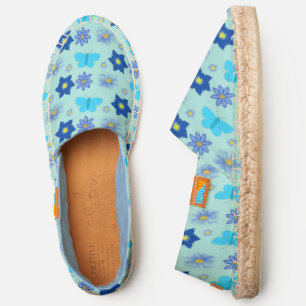 Blue Baby Boy Butterflies and Flowers Patterned Espadrilles