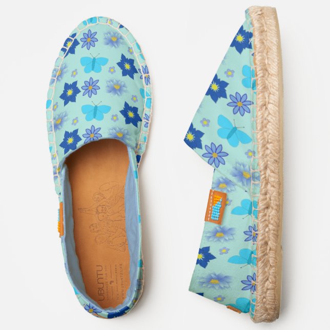 Blue Baby Boy Butterflies and Flowers Patterned Espadrilles (Side)