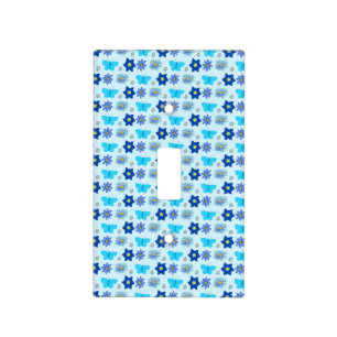 Blue Baby Boy Butterflies and Flowers Patterned Light Switch Cover