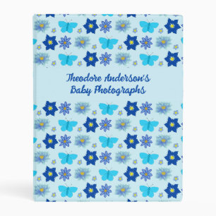 Blue Baby Boy Butterflies and Flowers Photo Album Mini Binder