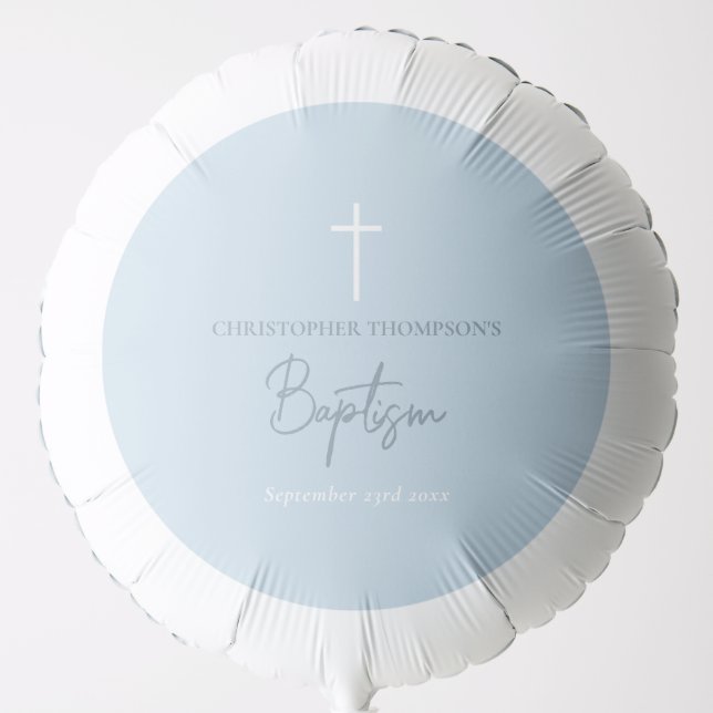 Blue Baby Boy Calligraphy Baptism  Balloon (Front)