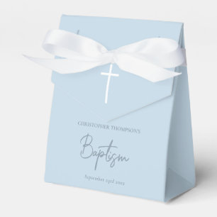Blue Baby Boy Calligraphy Baptism Favor Boxes
