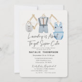 Blue Baby Boy Clothes Laundry Cute Baby Shower Invitation (Front)