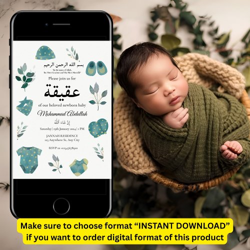 Blue Baby Boy Clothing Aqiqah Aqeeqa Muslim