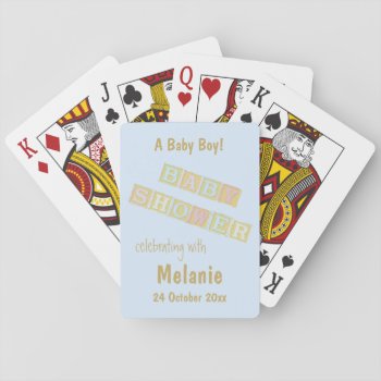 Blue Baby Boy Custom Baby Shower Playing Cards by FamilyTreed at Zazzle